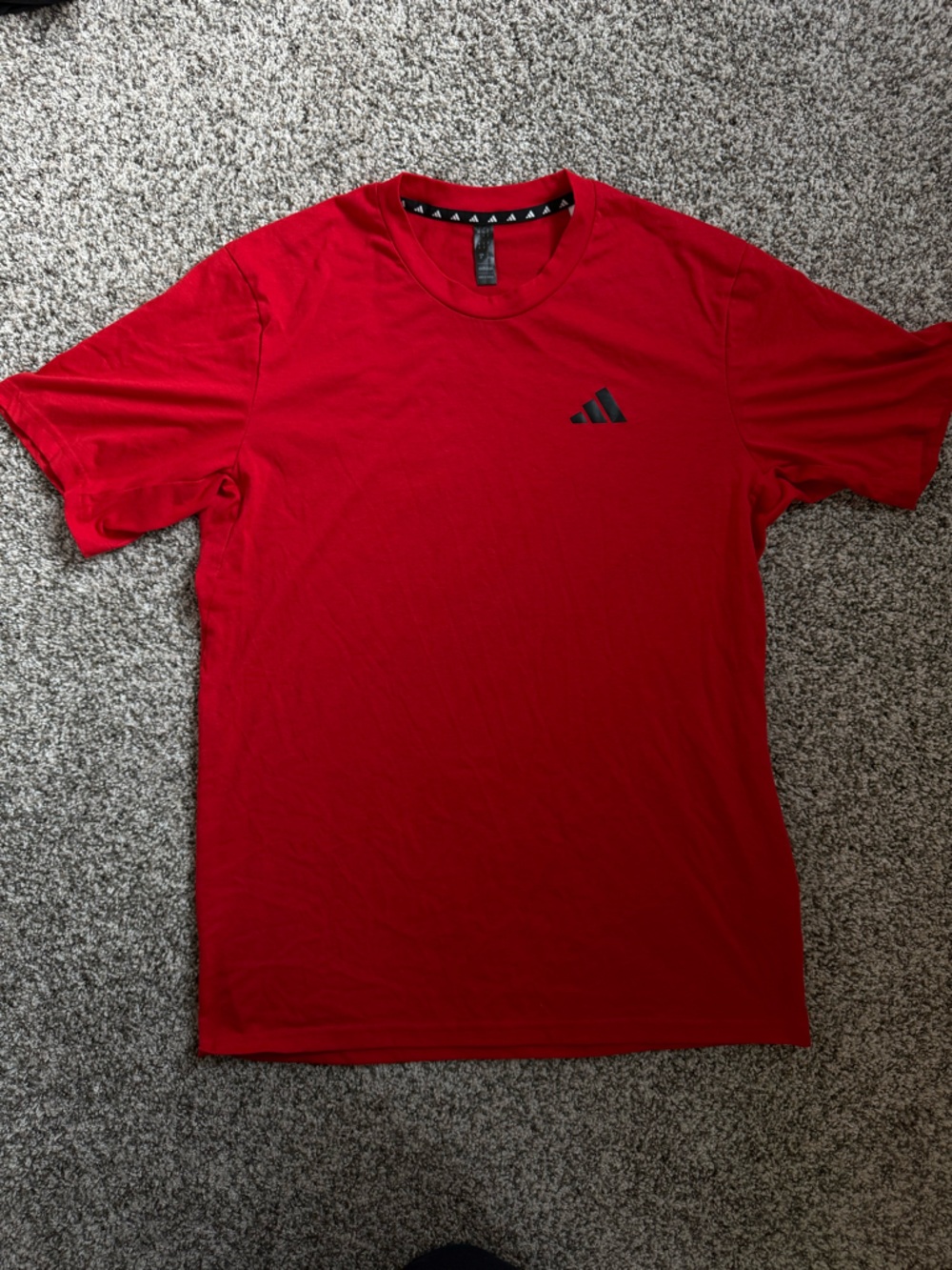 adidas Red Short Sleeve Crewneck Tee with Small Logo